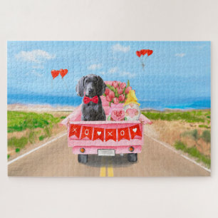 Puzzle Weimaraner Chien Valentine's Day Coeurs de camion