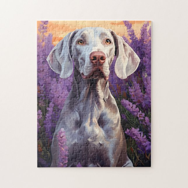 Puzzle Weimaraner dans le champ Lavender (Vertical)
