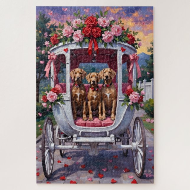 Puzzle Weimaraner Dog Valentine's Day  (Vertical)