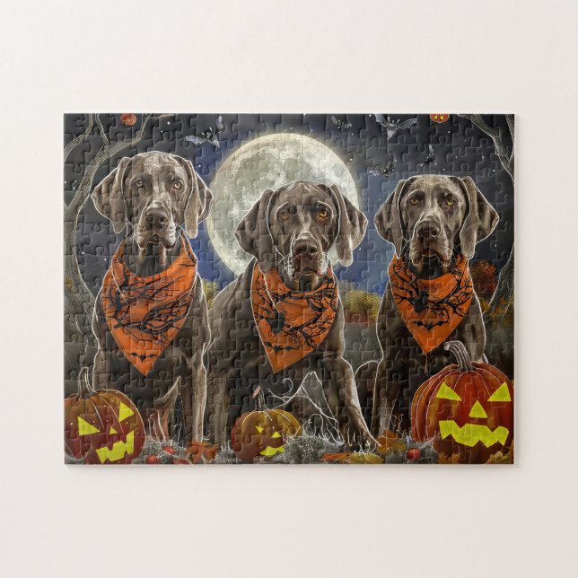 Puzzle Weimaraner Halloween Éffrayant (Horizontal)