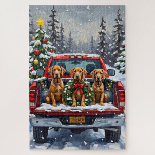Puzzle Weimaraner Noël Camion Rouge Fêtes de fin d'année