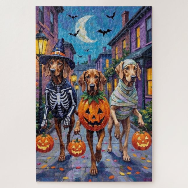 Puzzle Weimaraner Trick-or-Treating en costumes d'Hallowe (Vertical)
