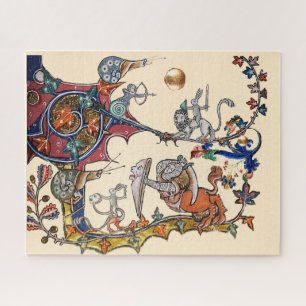 Puzzle WEIRD MEDIEVAL BESTIARY WAR Snails ,Killer Rabbit