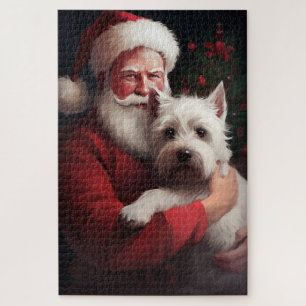Puzzle West Highland White Terrier Santa Claus Noël