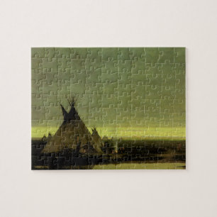 Puzzle Western vintage, camp indien à l'aube par Tavernie