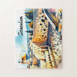 Puzzle Western Wall Kotel Water Color Art