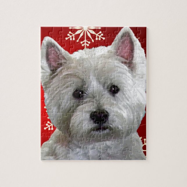 PUZZLE WESTIE AVEC DES FLOCONS DE NEIGE (Vertical)