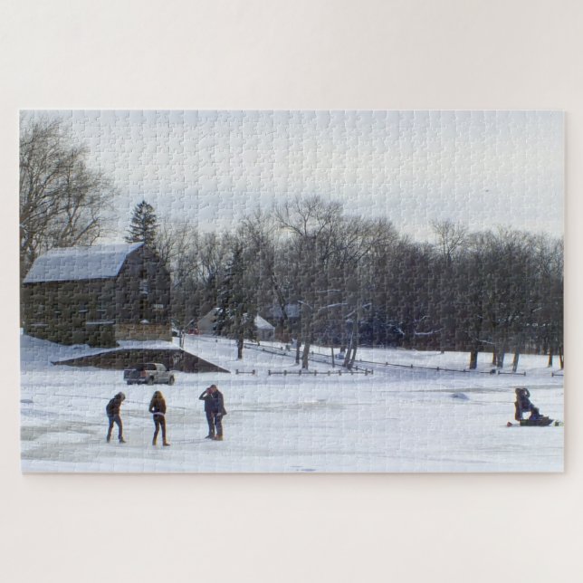 Puzzle Wethersfield Cove en hiver, Old Wethersfield CT (Horizontal)