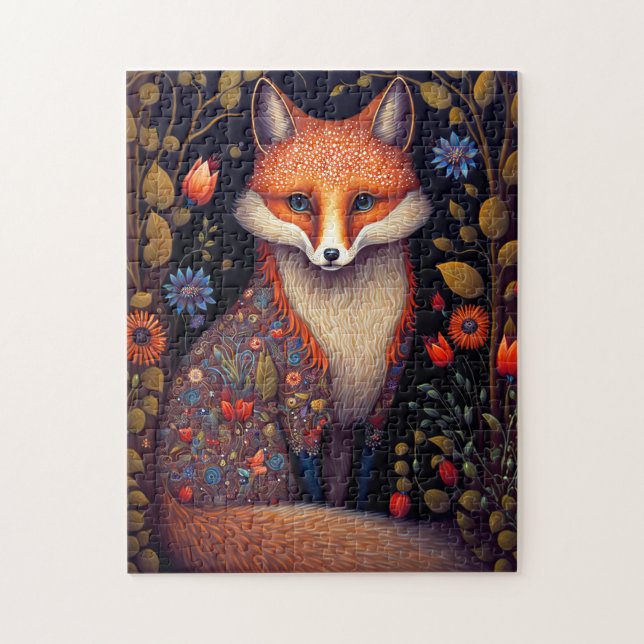 Puzzle Whimsical Fox Woodland Imaginaire Art (Vertical)
