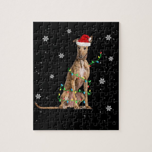 Puzzle Whippet Christmas Light mignet Père Noël Whippet X (Vertical)