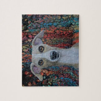 Puzzle Whippet sur l'arrière - plan de peinture coulé