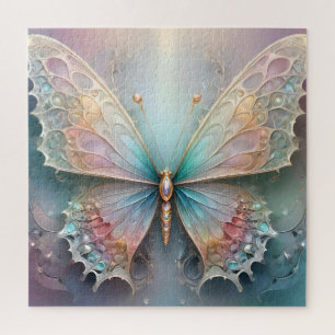 Puzzle Whispers of Color : Pastel Fractal Butterfly Dream