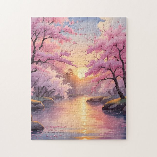 Puzzle Whispers of Sakura at Sunset (Vertical)