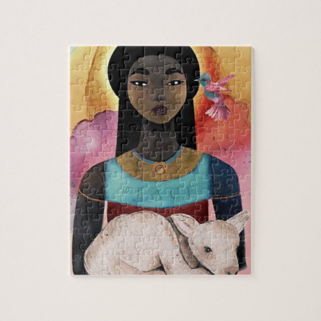 Puzzle Whispers of Tranquility African American Woman Art (Vertical)