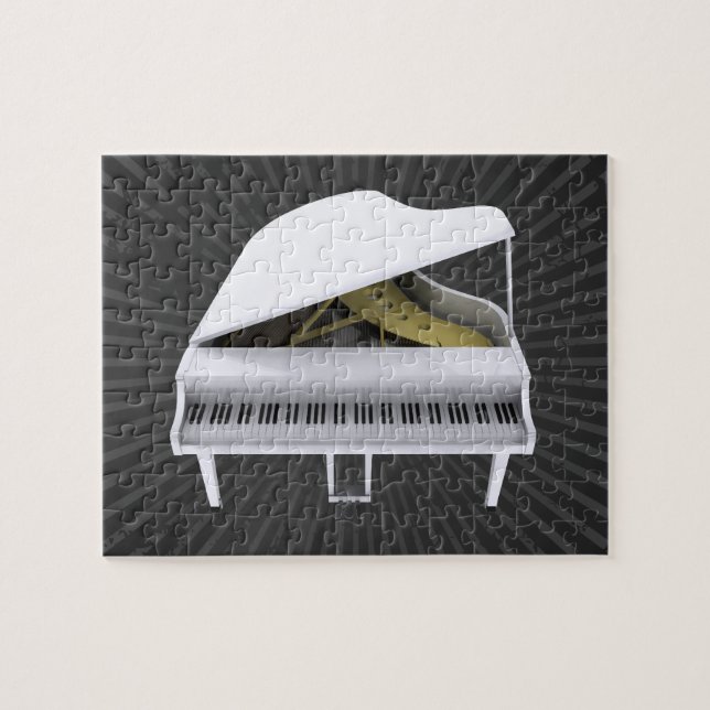 Puzzle: White Grand Piano Jigsaw Puzzle (Horizontal)