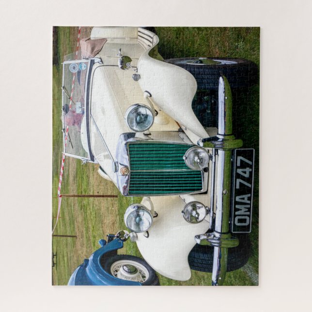 Puzzle White MG TD classique voiture de sport britannique (Vertical)