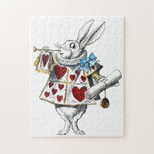 Puzzle White Rabbit Alice Wonderland Hearts