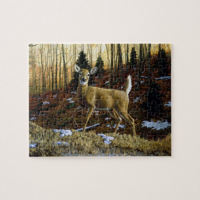Puzzle Whitetail Deer Doe dans la forêt d'automne (Horizontal)