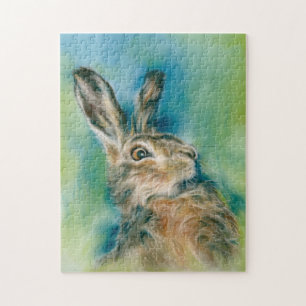 Puzzle Wild Hare Exuberance Pastel Art