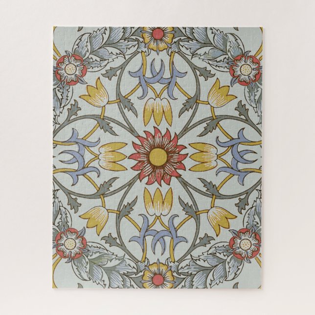 Puzzle William Morris Floral Circle Flower Illustration (Vertical)