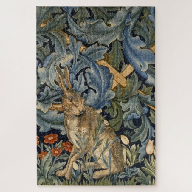 Puzzle William Morris Forest Rabbit Floral Art Nouveau (Vertical)