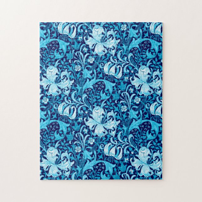 Puzzle William Morris Iris et Lily, Indigo Blue & White (Vertical)
