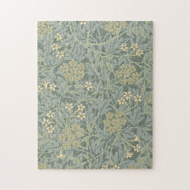 Puzzle William Morris Jasmine Bleu Vert Art Botanique (Vertical)