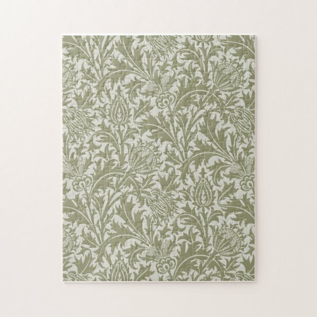 Puzzle William Morris Thistle Sage Green Motif (Vertical)