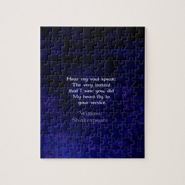 Puzzle William Shakespeare Citation d'amour romantique (Vertical)