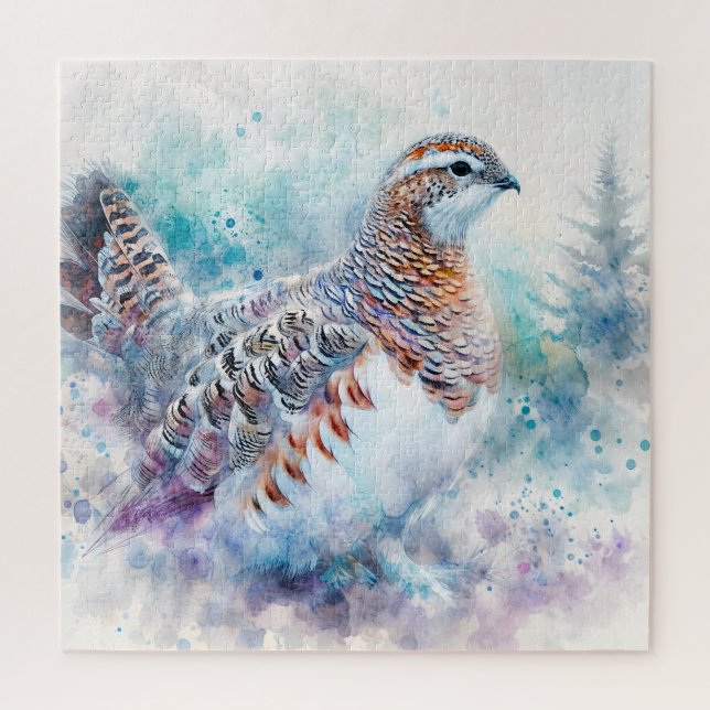 Puzzle Willow Ptarmigan Aquarelle Art (Vertical)