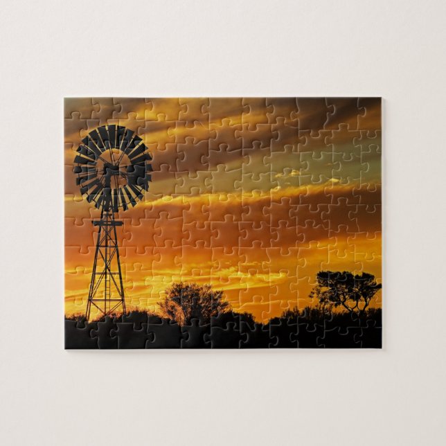 Puzzle Windmill and Sunset, William Creek, Oodnadatta (Horizontal)