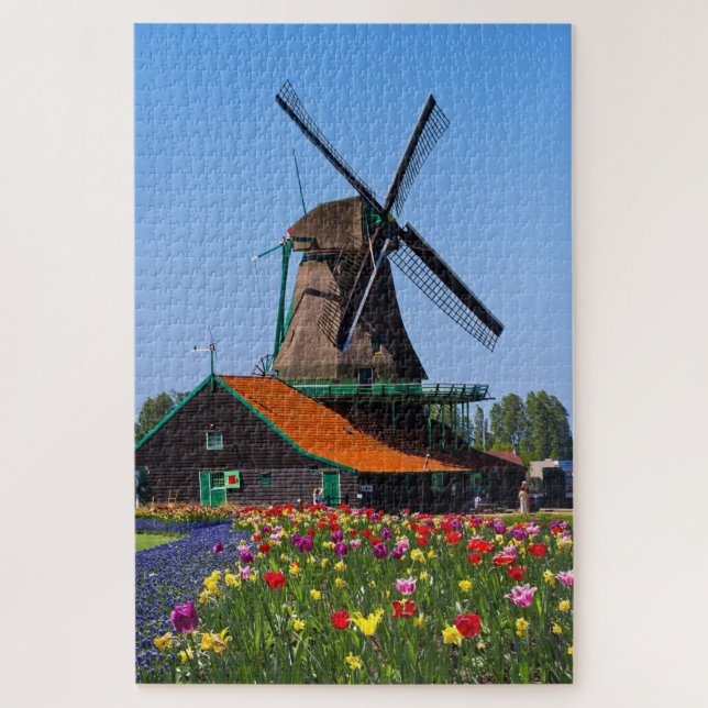 Puzzle Windmill Pays-Bas Tulip Garden Europe (Vertical)