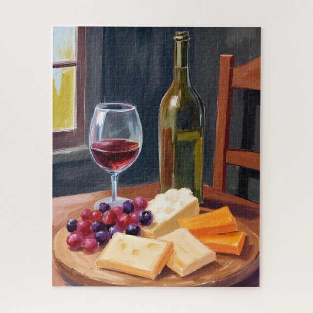 Puzzle Wine & Cheese | Oil Painting (Vertical)