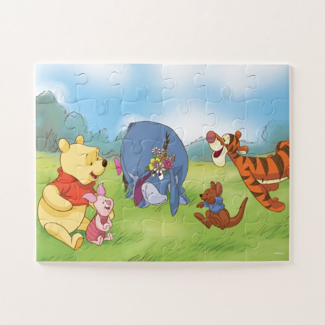 Puzzle Winnie l'Ooh et les amis sur l'herbe (Horizontal)