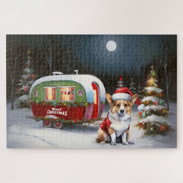 Puzzle Winter Corgi Caravan Christmas Adventure (Horizontal)
