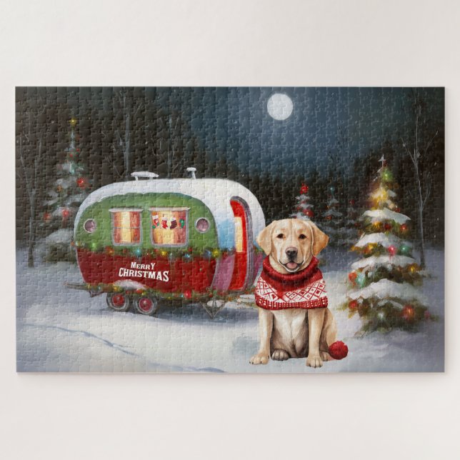 Puzzle Winter Labrador Caravan Christmas Adventure (Horizontal)
