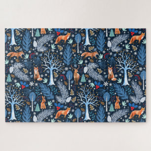 Puzzle Winter Woodland Blue/Gold ID785