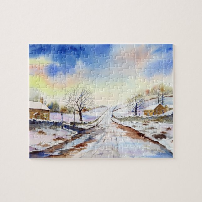 Puzzle Wintery Lane Watercolor (Horizontal)