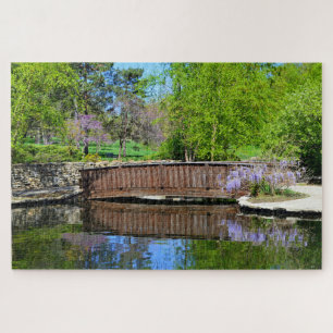 Puzzle Wisteria in Bloom at Loose Park Bridge