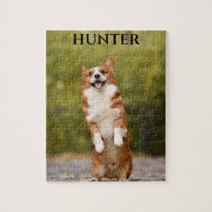 Puzzle with a corgi picture and personalized name.