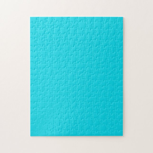 Puzzle with Bright Neon Teal Blue Background (Vertical)