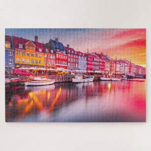 Puzzle with Copenhagen sunrise Nyhavn, Denmark