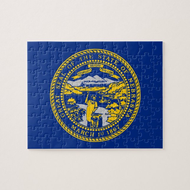 Puzzle with Flag of Nebraska State (Horizontal)