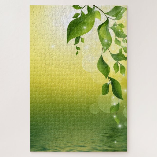 Puzzle with Fresh Green Leaves (Vertical)