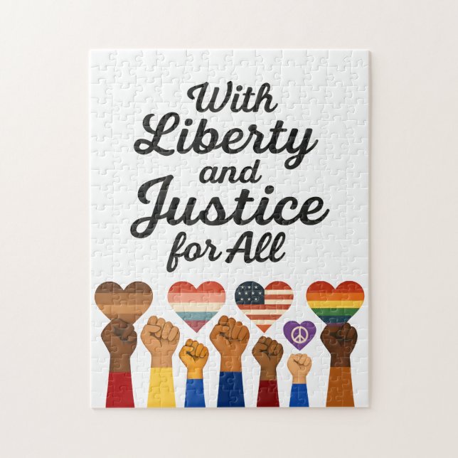 Puzzle With Liberty and Justice for All Protest Freedom (Vertical)
