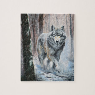 Puzzle Wolf dans une forêt d'hiver