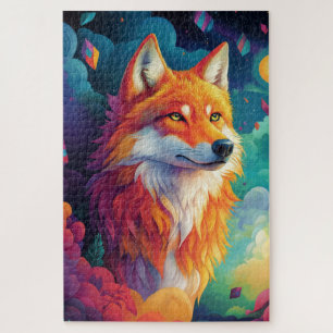 Puzzle Wolf debout dans un paysage onirique