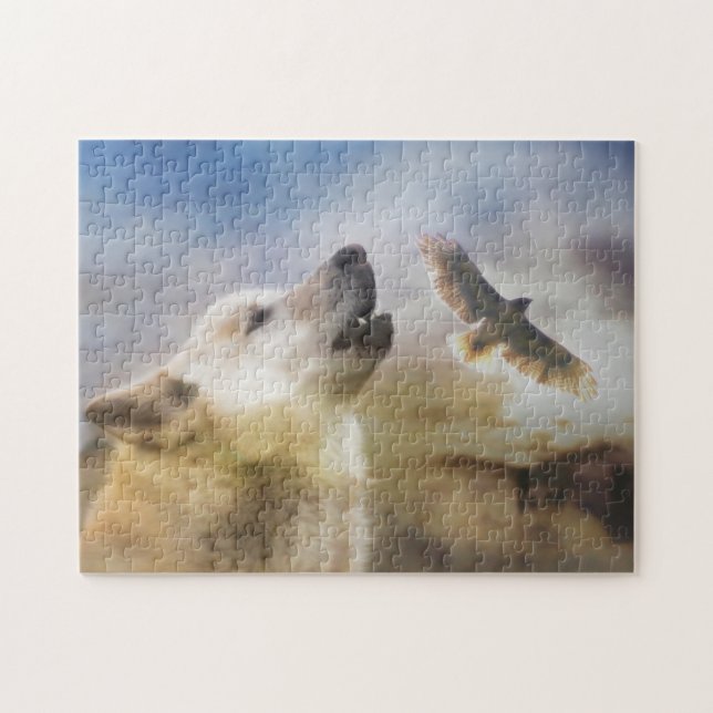 Puzzle Wolf et Hawk Amérindiens inspirés Jigsaw Puzz (Horizontal)
