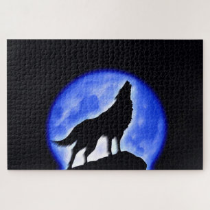 Puzzle Wolf Fullmoon & Blue Night - Wild Animals Art