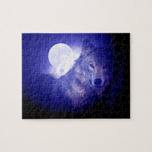 Puzzle Wolf Fullmoon & Blue Night - Wild Animaux Art